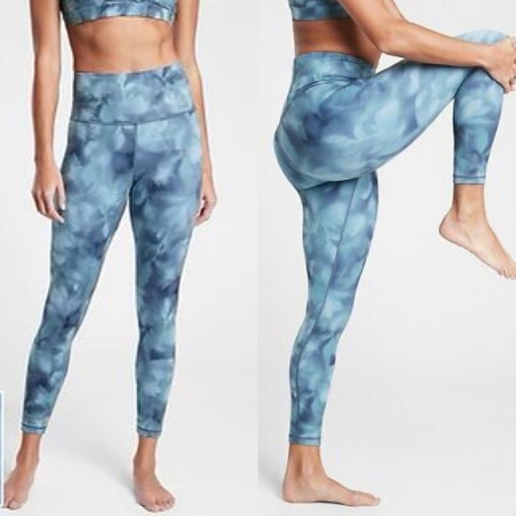 Athleta Women’s Elation Printed 7/8 Tight 657538 Green Blue Dye Leggings - Picture 1 of 7